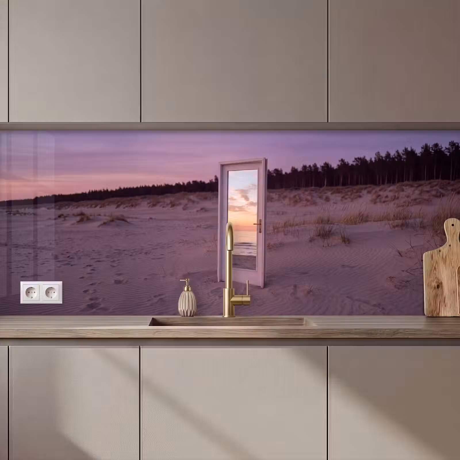 Keuken achterwand - Spiegel - Zee - Zonsondergang — 1