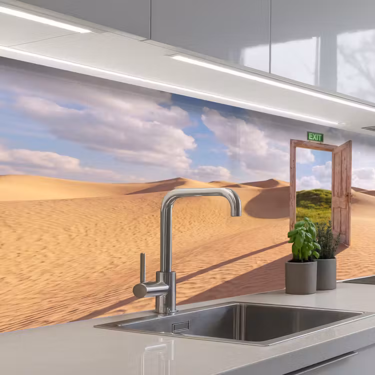 Keuken achterwand - Deur - Woestijn - Gras — 2