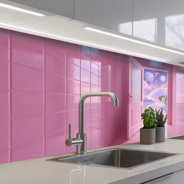 Keuken achterwand - Roze deur - Fantasie — 2