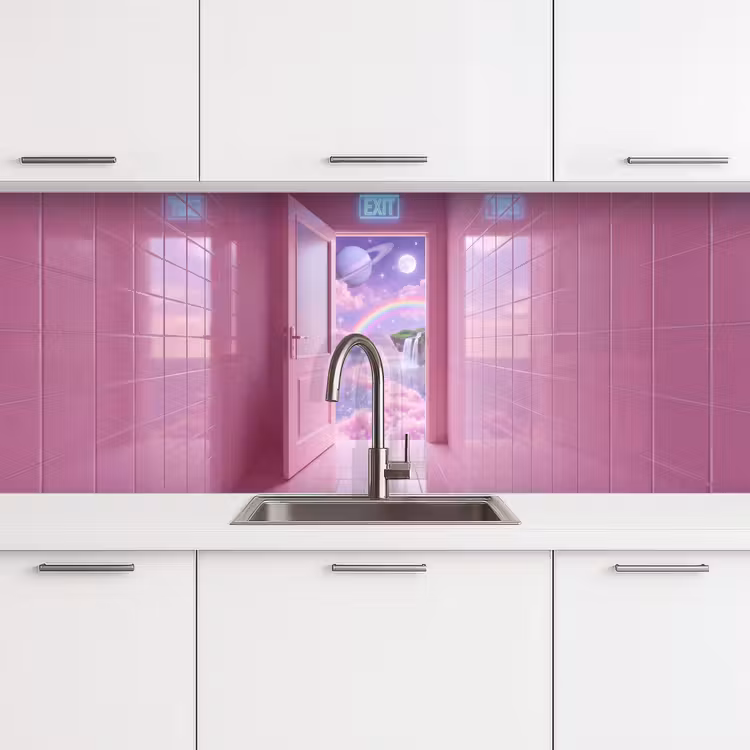 Keuken achterwand - Roze deur - Fantasie — 4