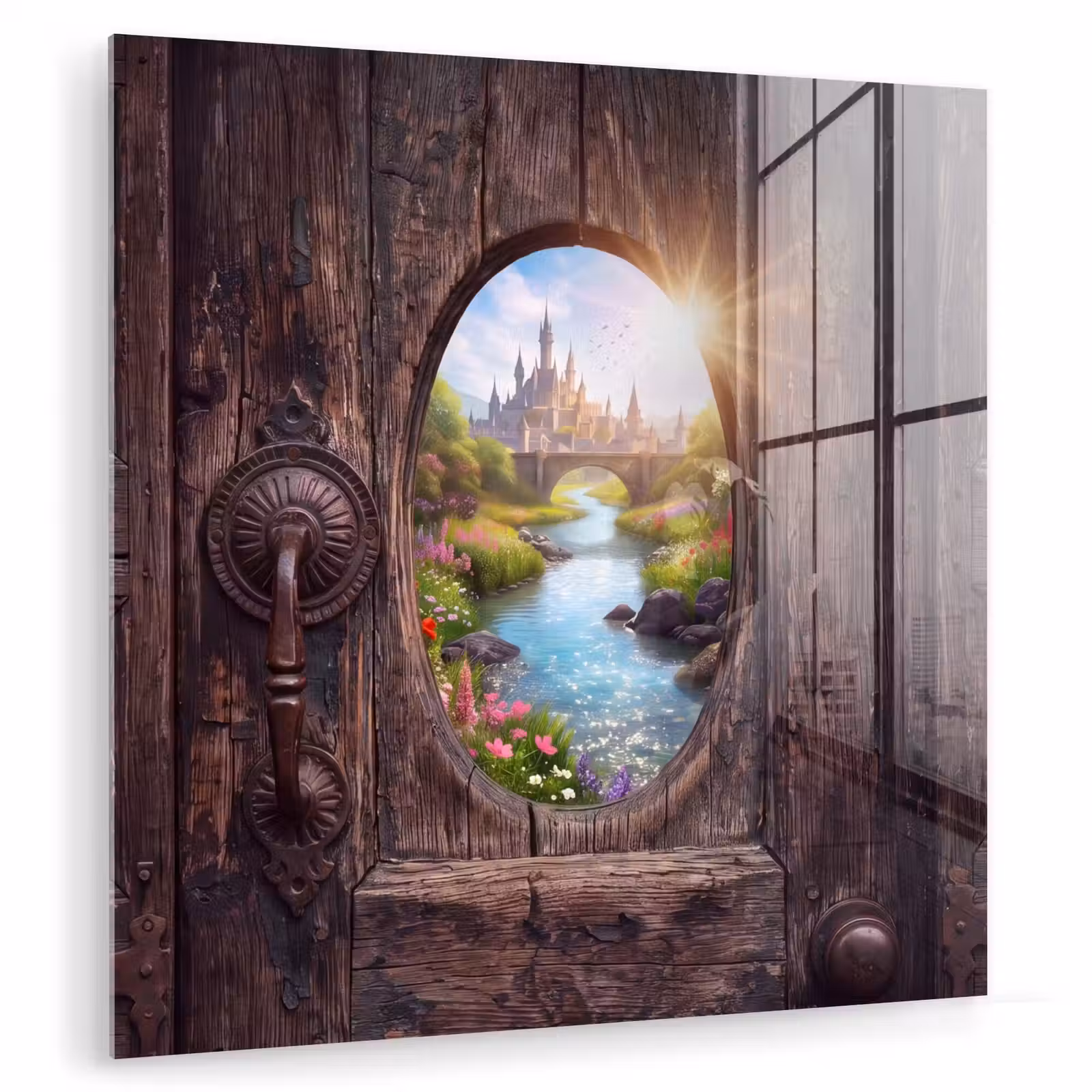 Glas schilderij - Kasteel - Rivier - Natuur — 1