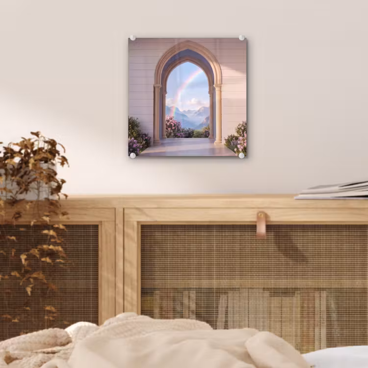 Glas schilderij - Boog - Bergen - Regenboog — 5