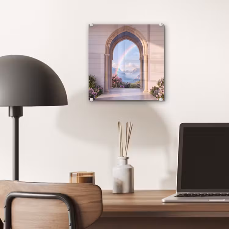 Glas schilderij - Boog - Bergen - Regenboog — 7