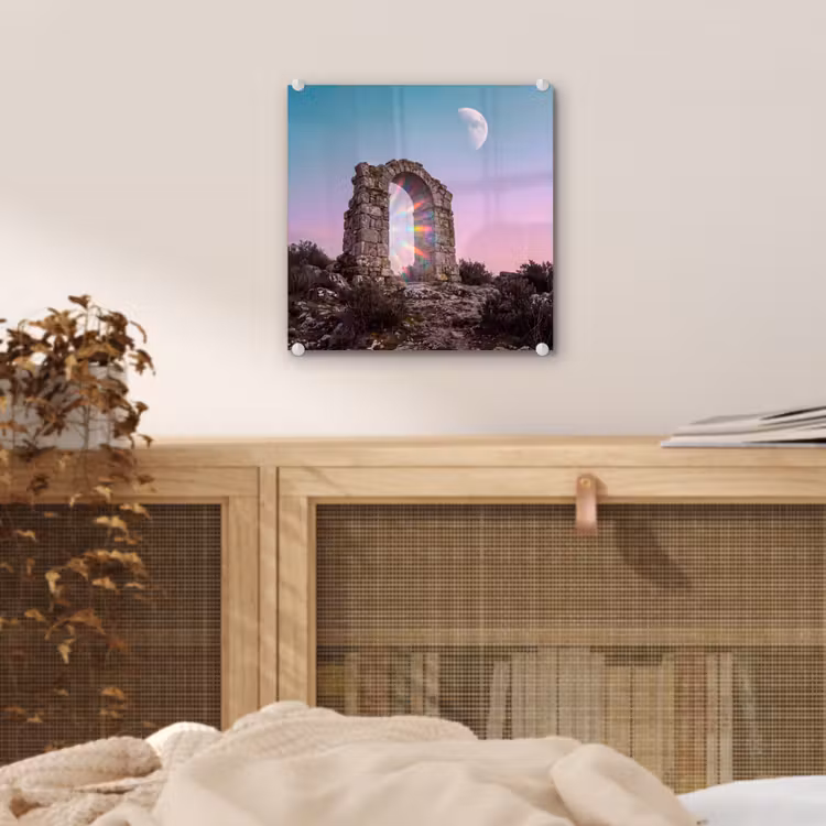 Glas schilderij - Boog - Regenboog - Maan — 5