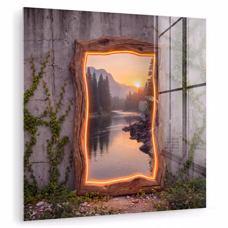 Glas schilderij - Landschap - Kader - Licht — 1