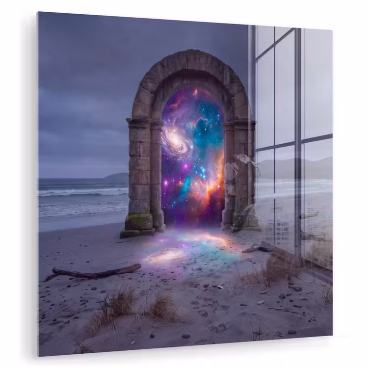 Glas schilderij - Poort - Strand - Ruimte — 1