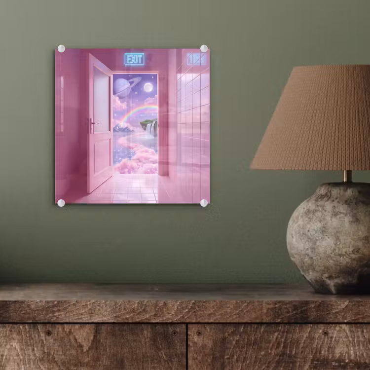 Glas schilderij - Roze deur - Fantasie — 4