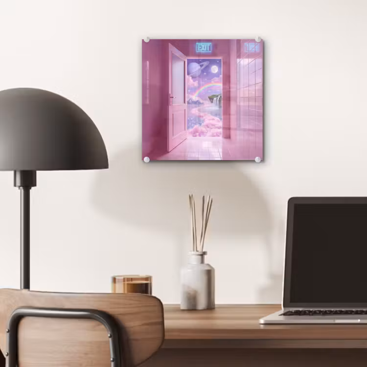 Glas schilderij - Roze deur - Fantasie — 7