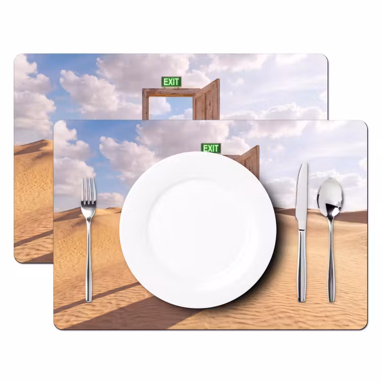 Placemat - 6 stuks - Deur - Woestijn - Gras — 2