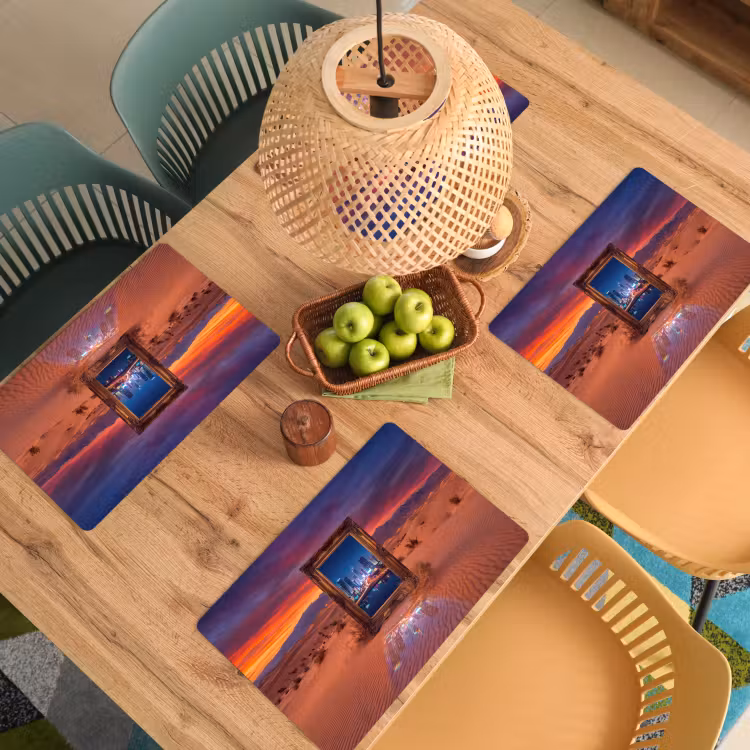 Placemat - 6 stuks - Kader - Stadsgezicht - Woestijn — 4
