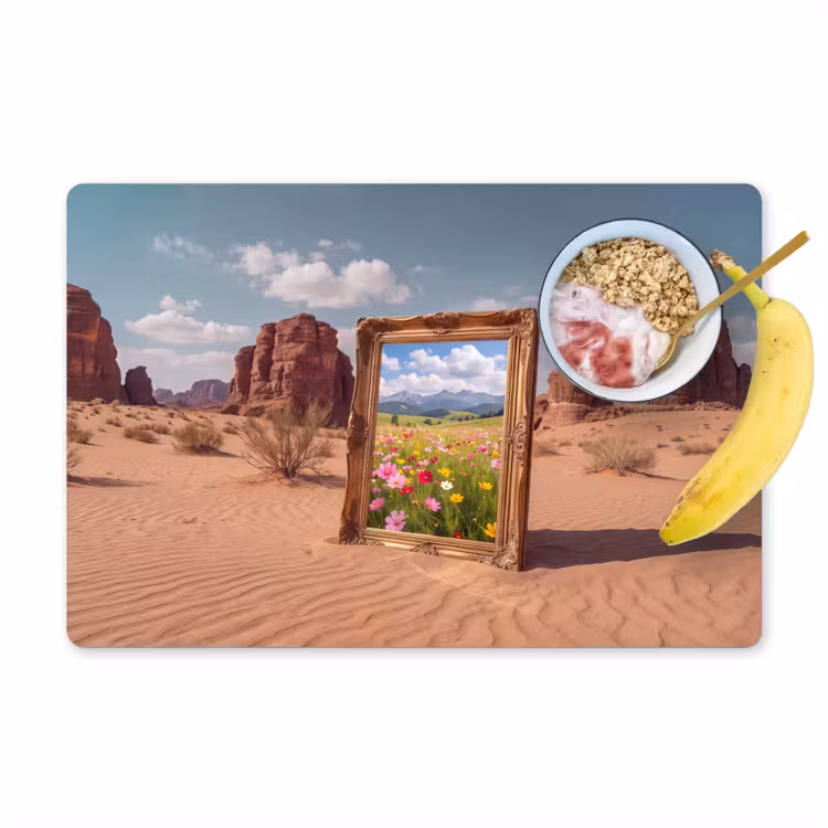 Placemat - 6 stuks - Kader - Woestijn - Bloemen — 1