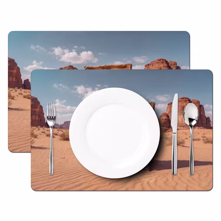 Placemat - 6 stuks - Kader - Woestijn - Bloemen — 2