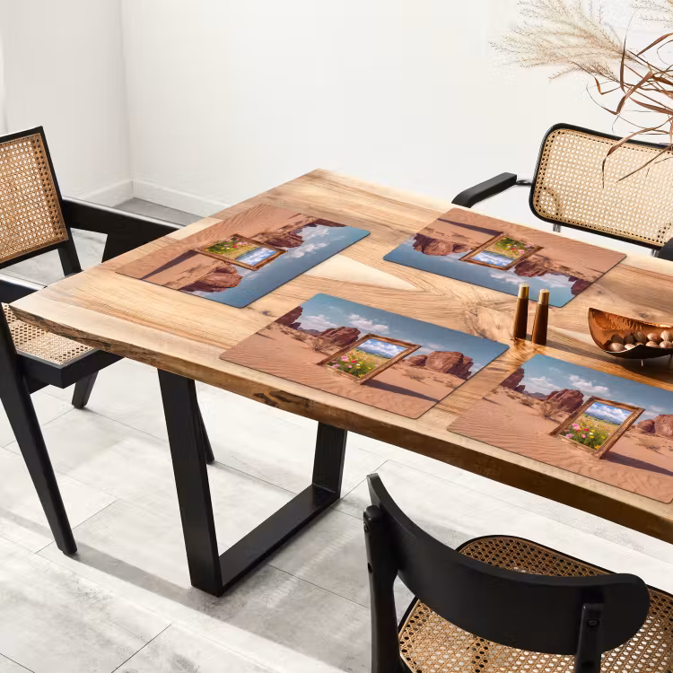 Placemat - 6 stuks - Kader - Woestijn - Bloemen — 3