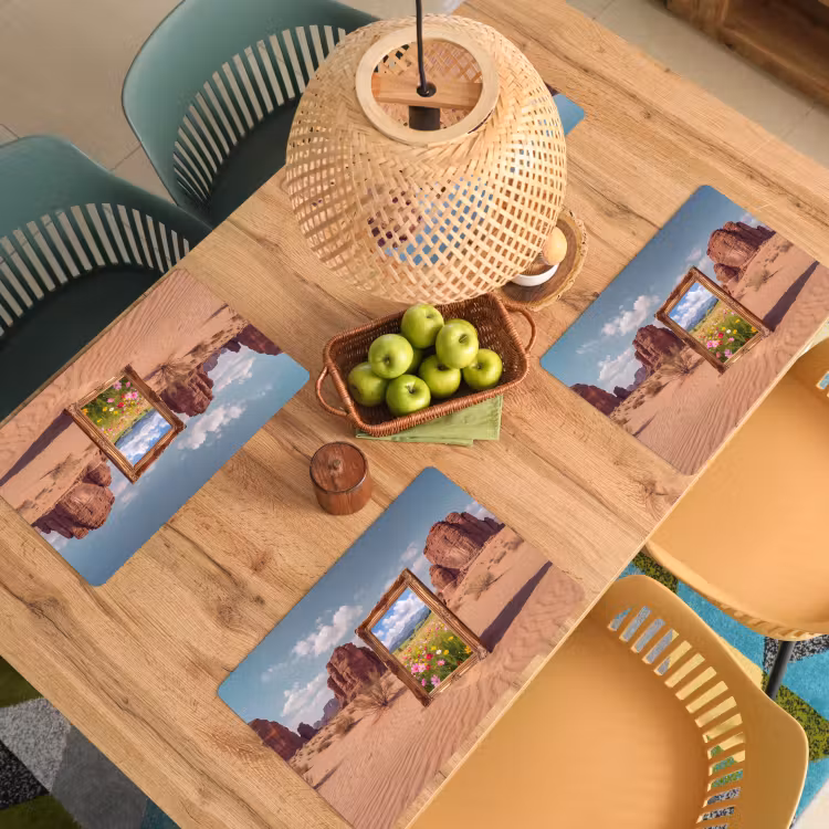 Placemat - 6 stuks - Kader - Woestijn - Bloemen — 4