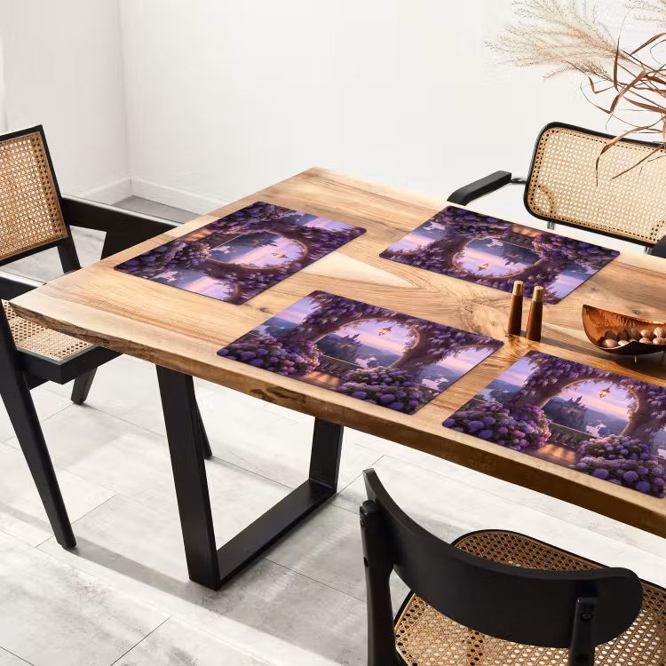Placemat - 6 stuks - Kasteel - Rivier - Avond — 3