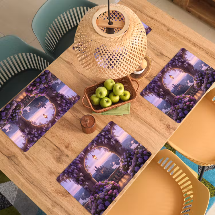 Placemat - 6 stuks - Kasteel - Rivier - Avond — 4