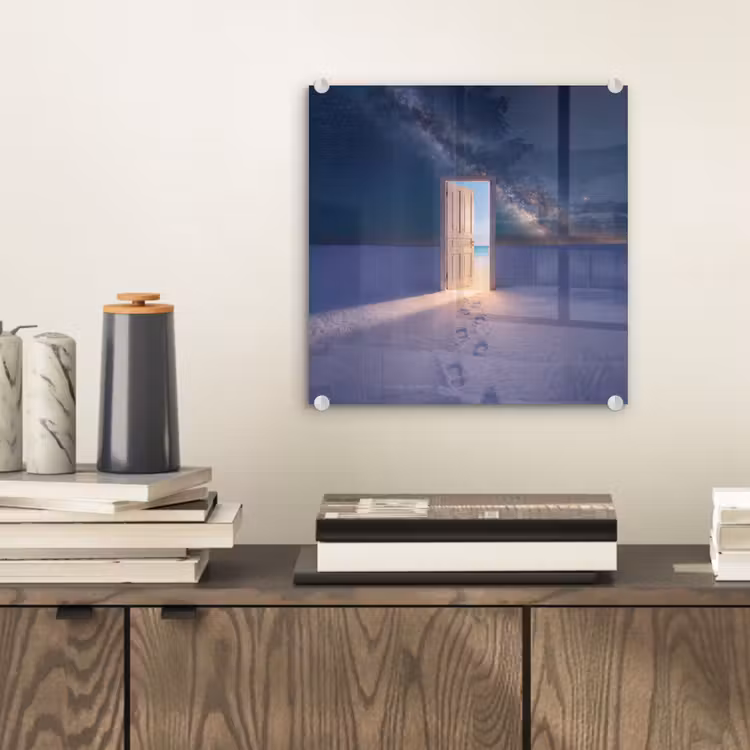 Glas schilderij - Deur - Sneeuw - Strand — 2