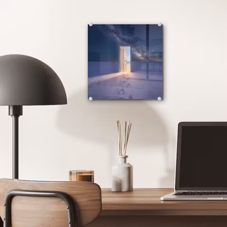 Glas schilderij - Deur - Sneeuw - Strand — 7