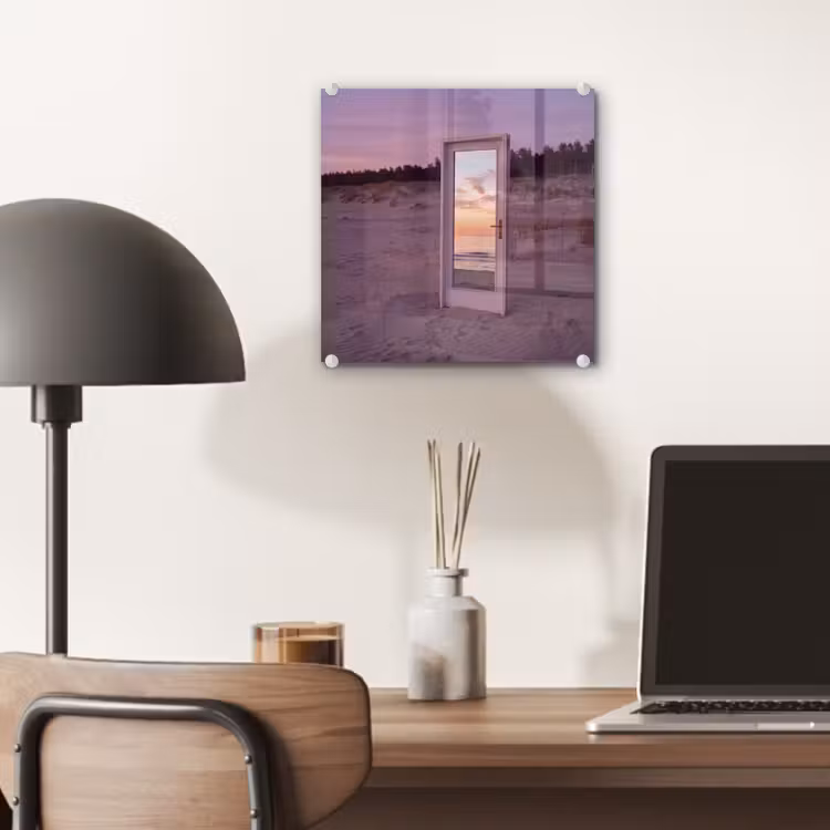 Glas schilderij - Spiegel - Zee - Zonsondergang — 7