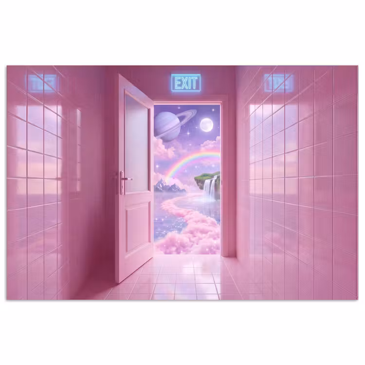 Poster - Roze deur - Fantasie — 1