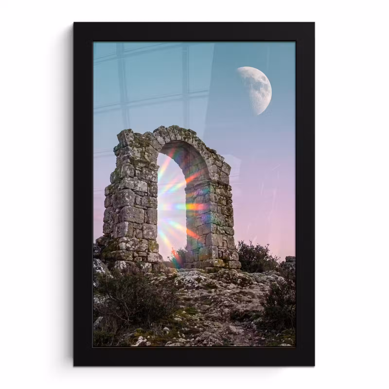 Poster met lijst - Boog - Regenboog - Maan — 1