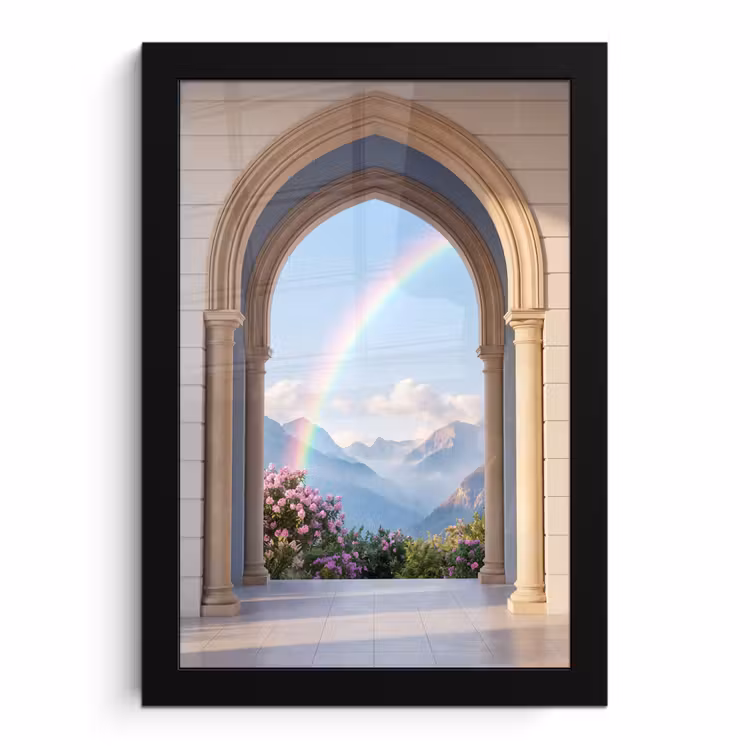 Poster met lijst - Boog - Bergen - Regenboog — 1