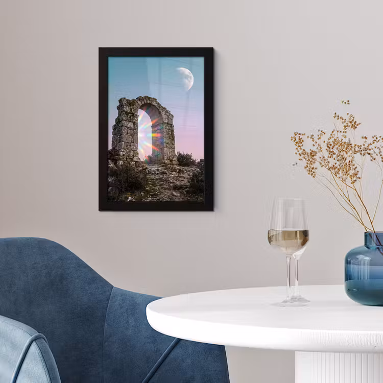 Poster met lijst - Boog - Regenboog - Maan — 2