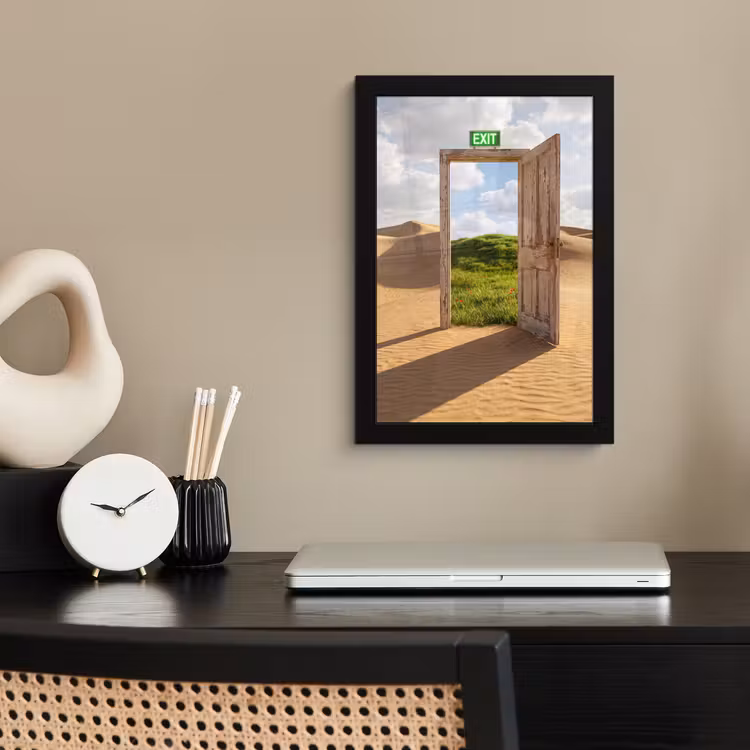 Poster met lijst - Deur - Woestijn - Gras — 3