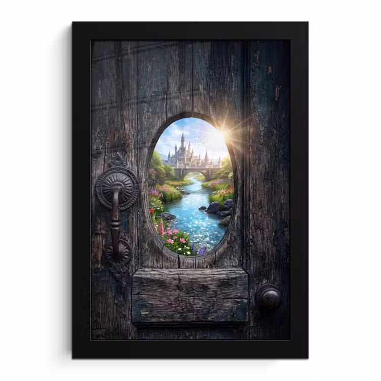 Poster met lijst - Kasteel - Rivier - Natuur — 1