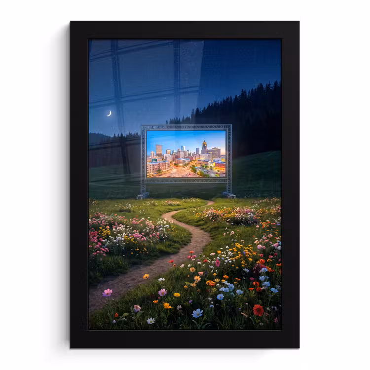Poster met lijst - Scherm - Stad - Natuur — 1