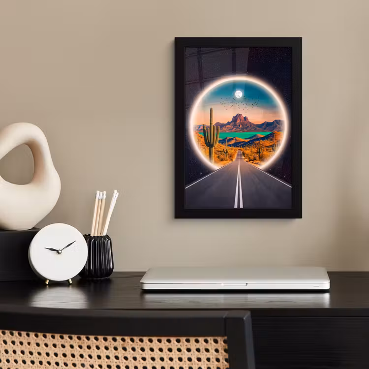Poster met lijst - Weg - Woestijn - Natuur — 3