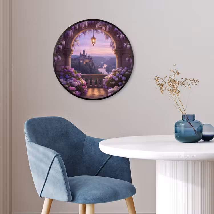 Ronde fotolijst - Kasteel - Rivier - Avond — 4