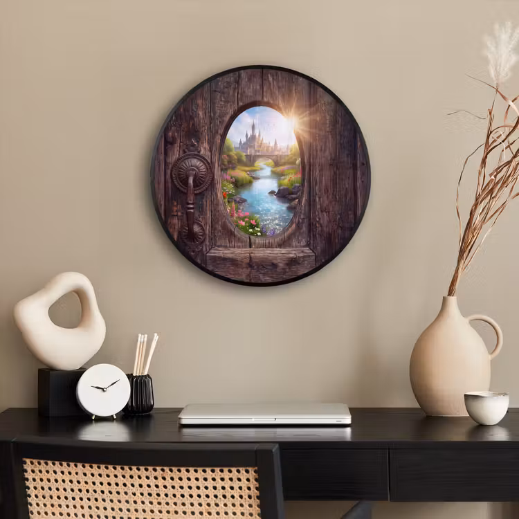 Ronde fotolijst - Kasteel - Rivier - Natuur — 3