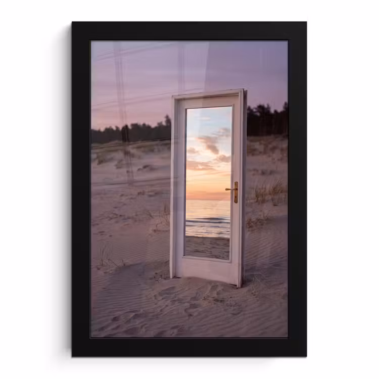 Poster met lijst - Spiegel - Zee - Zonsondergang — 1