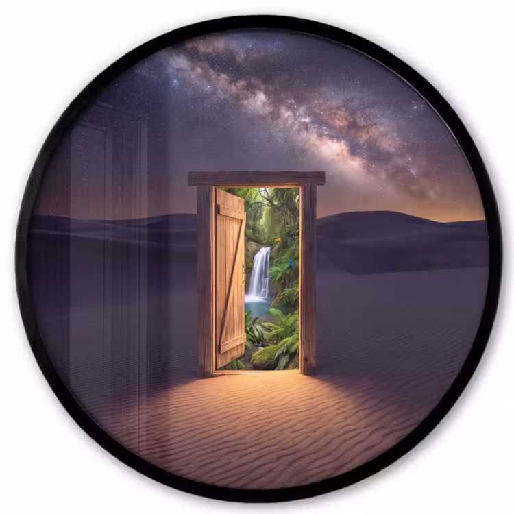 Ronde fotolijst - Deur - Woestijn - Natuur — 1