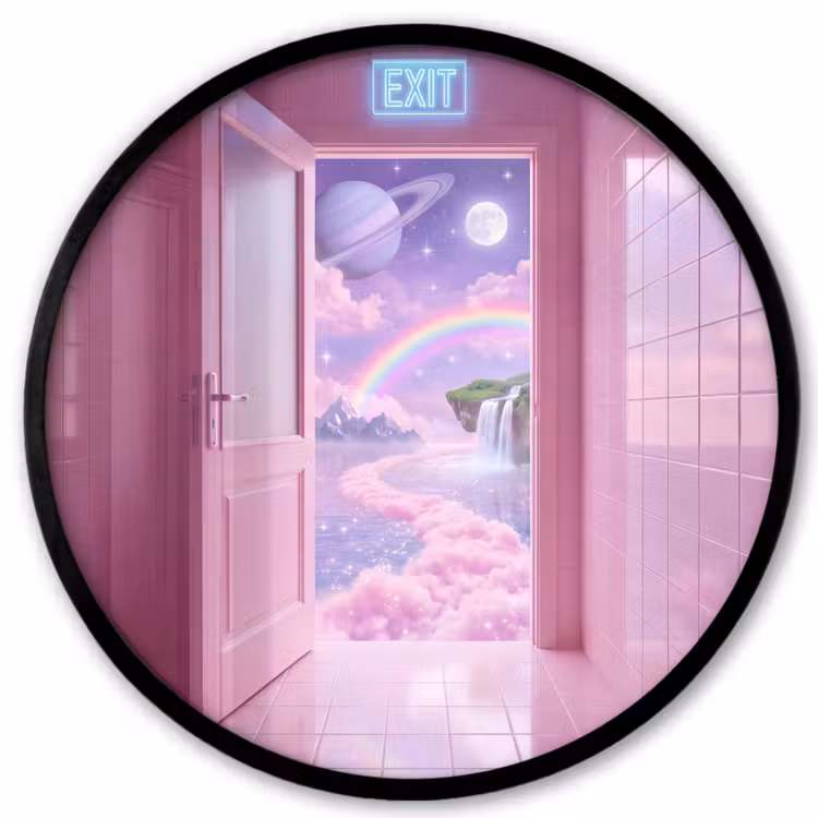 Ronde fotolijst - Roze deur - Fantasie — 1