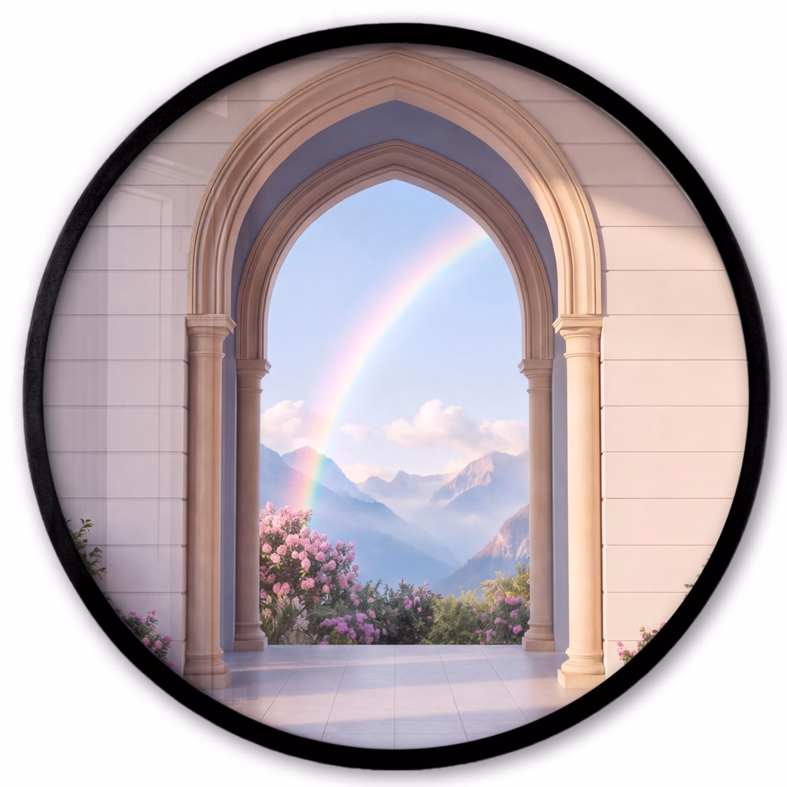 Ronde fotolijst - Boog - Bergen - Regenboog — 1