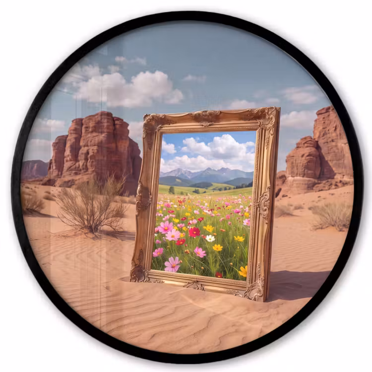 Ronde fotolijst - Kader - Woestijn - Bloemen — 1