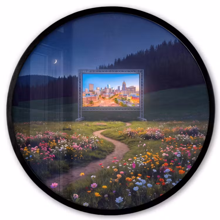 Ronde fotolijst - Scherm - Stad - Natuur — 1