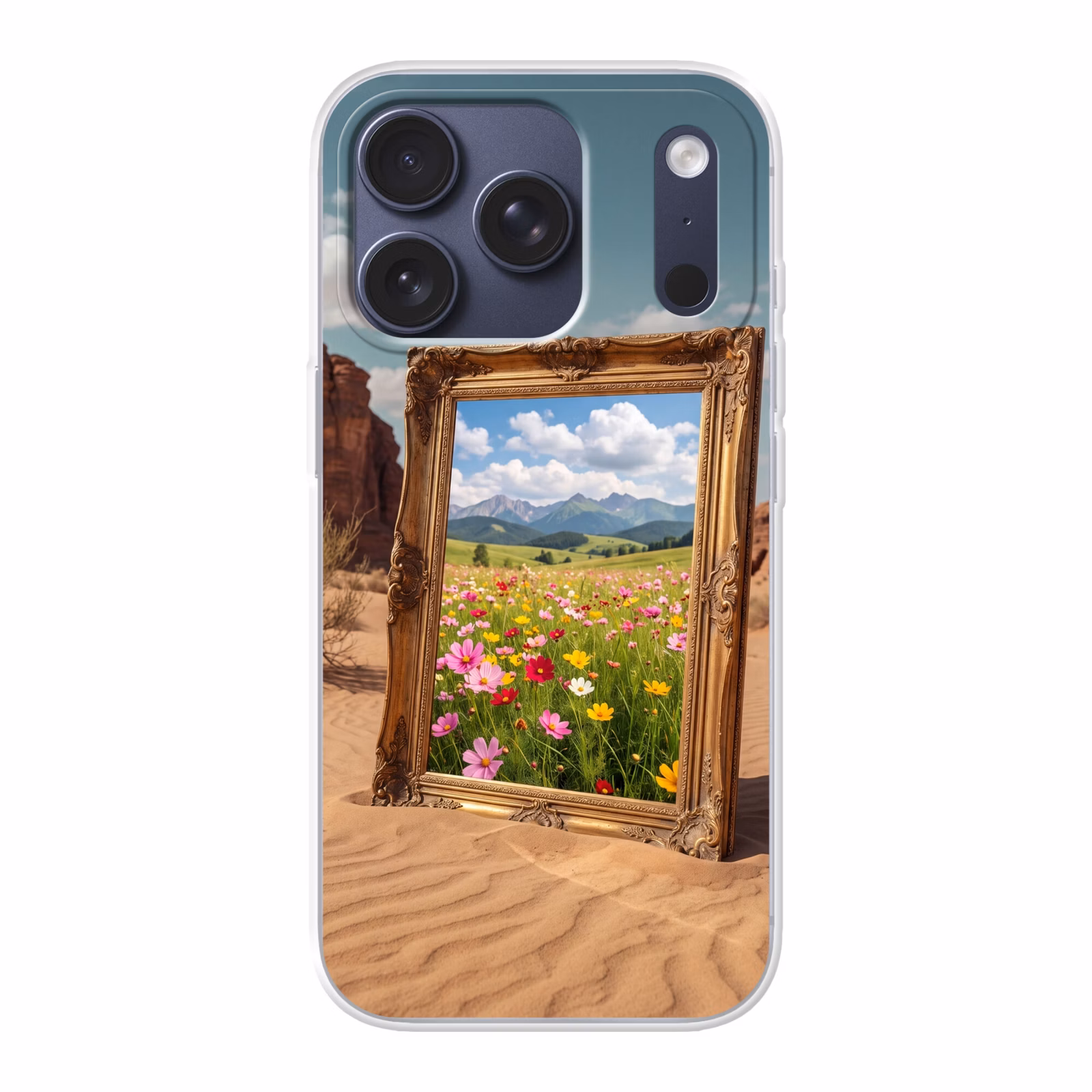 Telefoonhoesje - Kader - Woestijn - Bloemen — 1