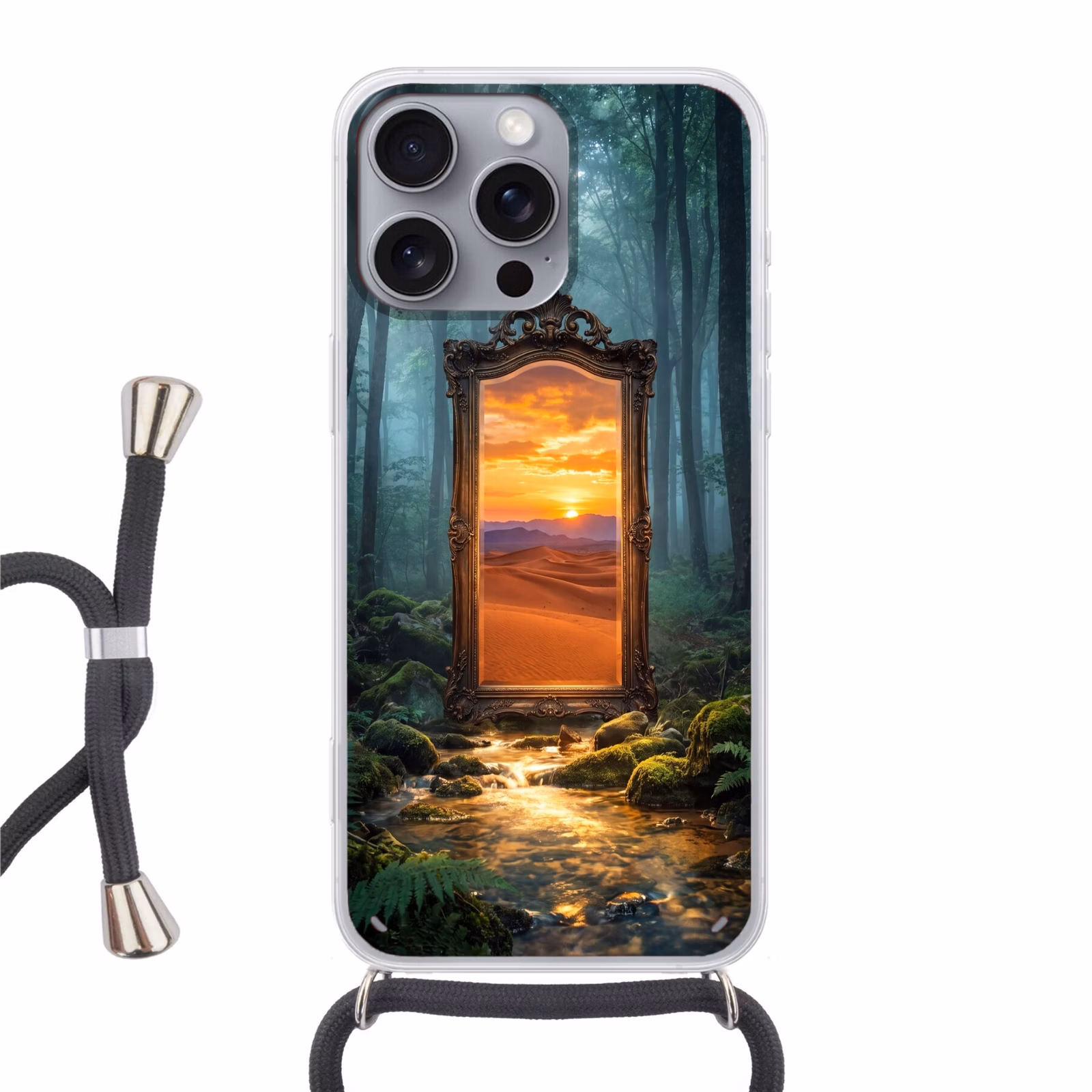 Telefoonhoesje met koord - Spiegel - Bos - Natuur — 1