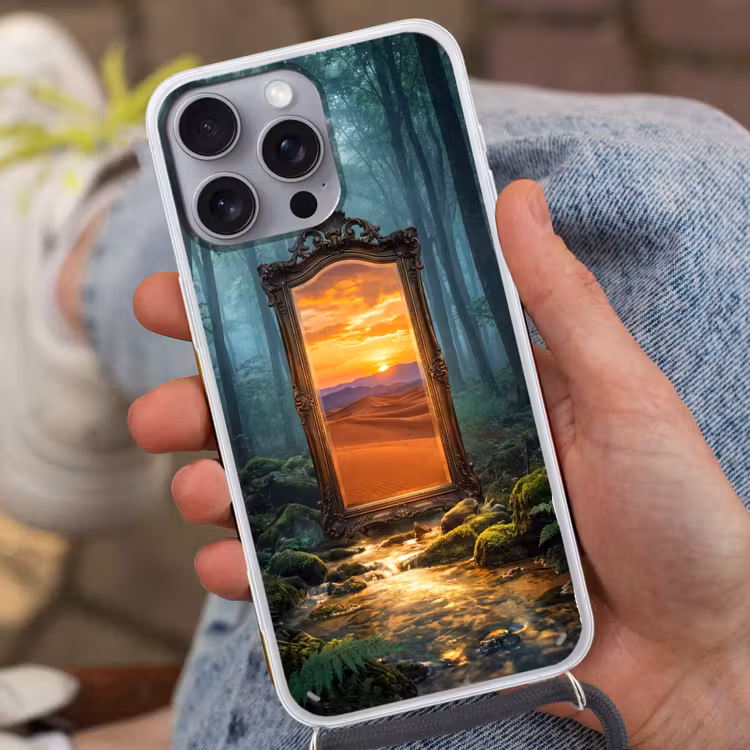 Telefoonhoesje met koord - Spiegel - Bos - Natuur — 2