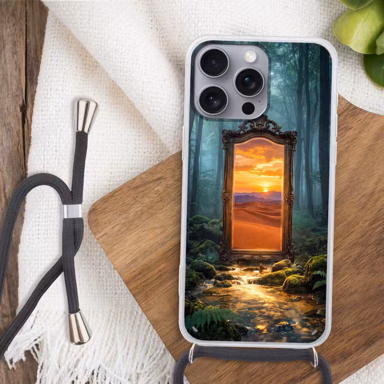 Telefoonhoesje met koord - Spiegel - Bos - Natuur — 3