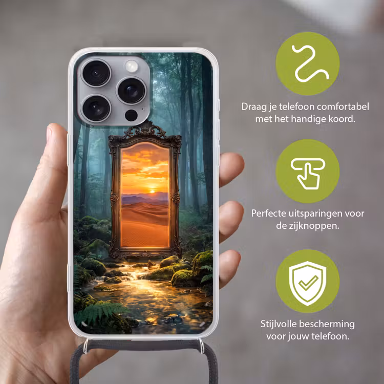 Telefoonhoesje met koord - Spiegel - Bos - Natuur — 4