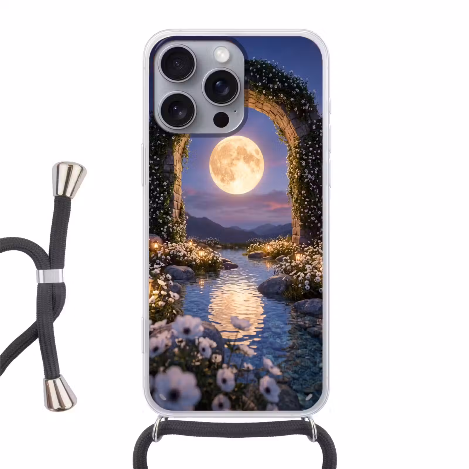 Telefoonhoesje met koord - Boog - Maan - Nacht — 1