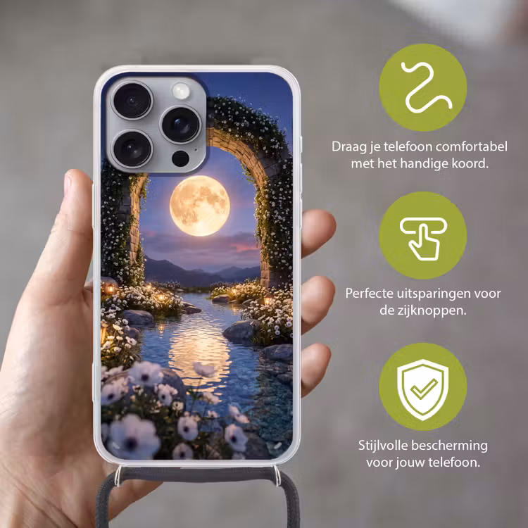 Telefoonhoesje met koord - Boog - Maan - Nacht — 4