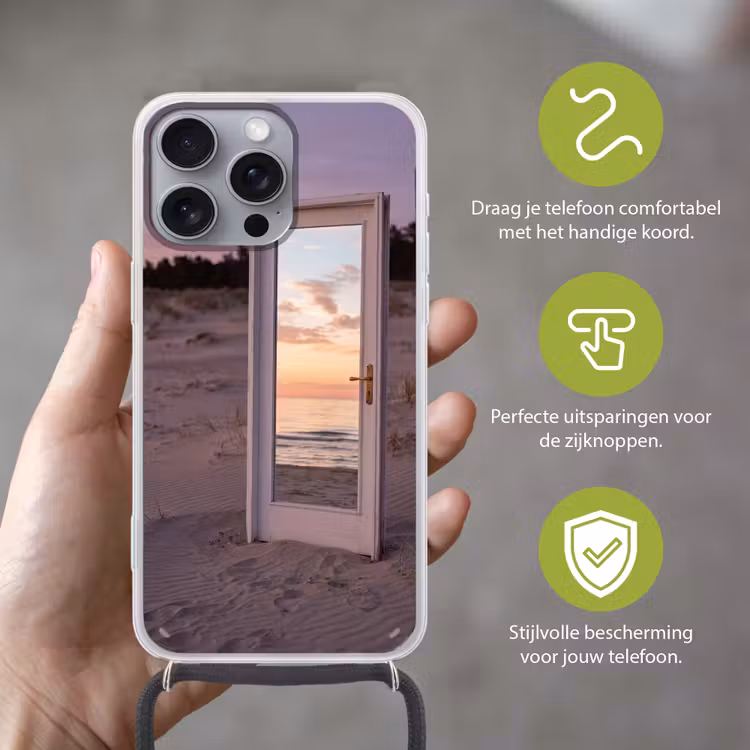 Telefoonhoesje met koord - Spiegel - Zee - Zonsondergang — 4
