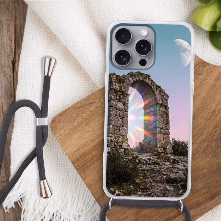 Telefoonhoesje met koord - Boog - Regenboog - Maan — 3