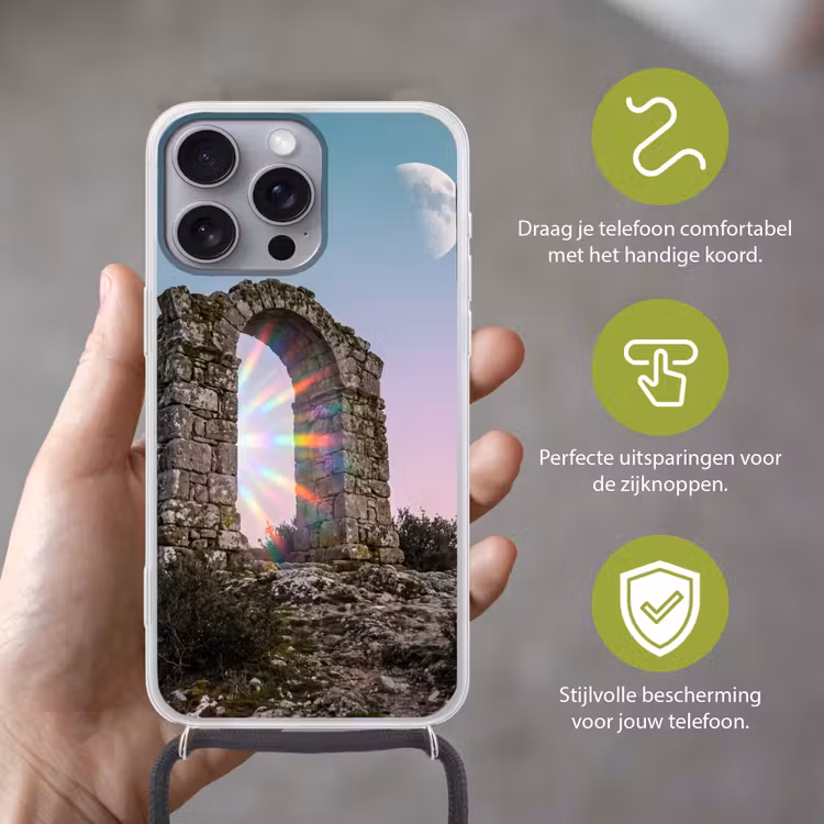 Telefoonhoesje met koord - Boog - Regenboog - Maan — 4