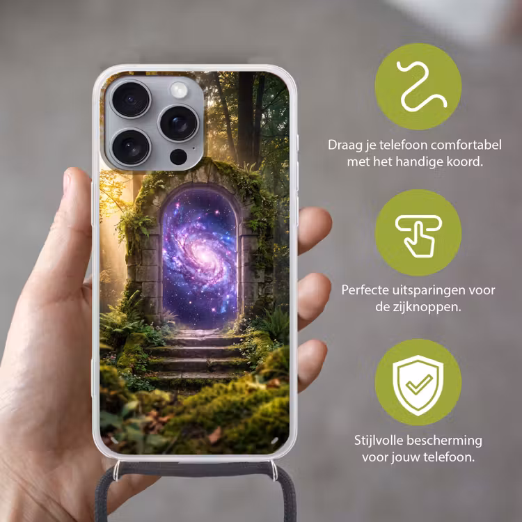 Telefoonhoesje met koord - Poort - Kosmos - Bos — 4